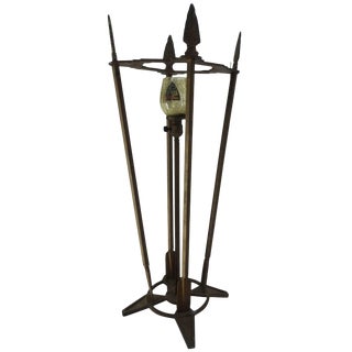 Verona Arrow Bronze Lamp With Crested Globe For Sale