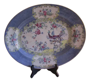 Minton Antique Royal Blue Cuckoo Cockatrice Oval Platter