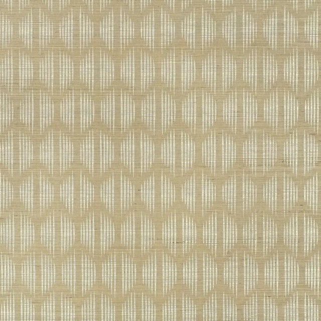 Sample - Schumacher X David Oliver Ovington Sisal Wallpaper in Sage For Sale