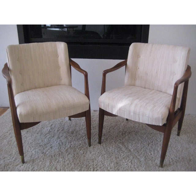 Mid-Century Walnut Sculptural Arm Chairs - A Pair 1960s For Sale - Image 13 of 13