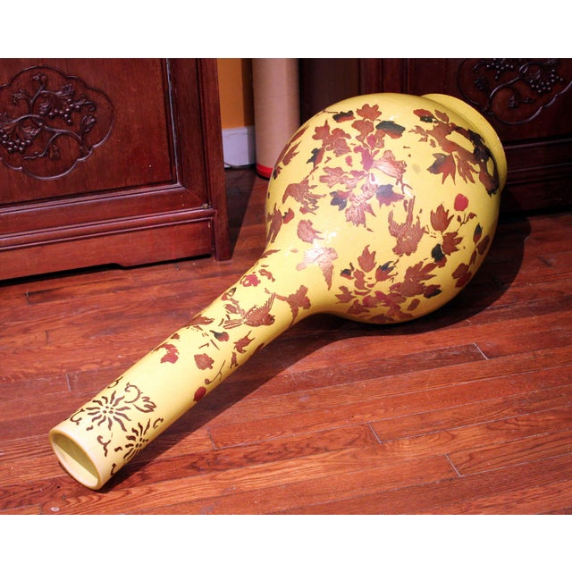 Large Awaji Pottery Bottle Floor Vase Lacquer Decoration For Sale In New York - Image 6 of 10