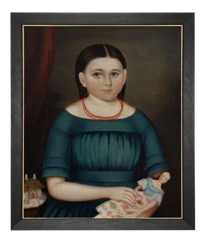 Mary Wilcox by Joseph Whiting Print on Canvas in Black Wood Frame With Gold Trim