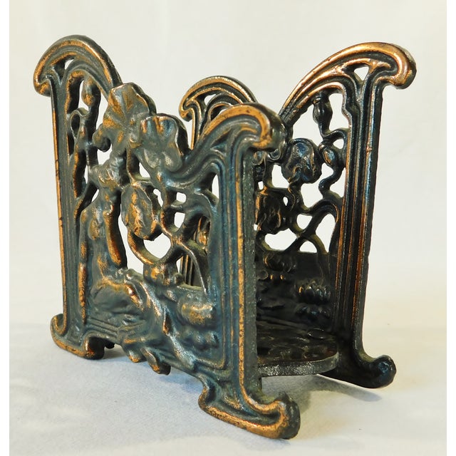 Vintage Mid Century Figural Nude Woman Cast Metal Napkin or Letter Holder For Sale - Image 4 of 12