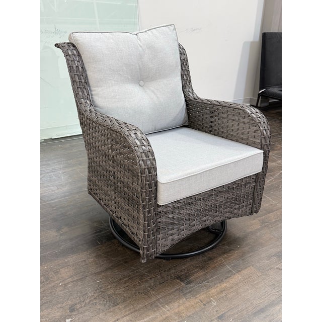 Shabby Chic Outdoor Porch Glider Swivel Chair For Sale - Image 3 of 12