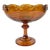 Vintage Scalloped Amber Carnival Glass Pedestal Bowl For Sale