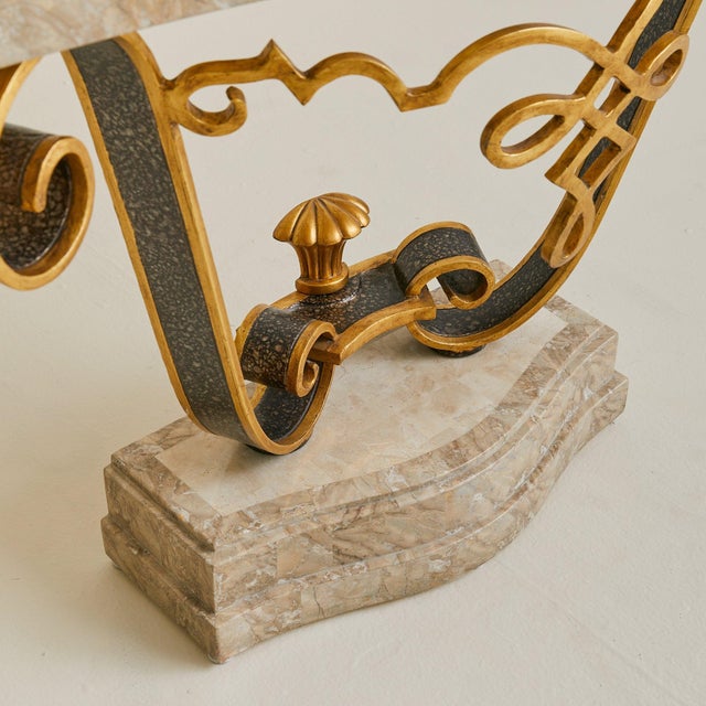Tessellated Marble + Gilt Metal Console Table, Late 20th Century For Sale - Image 11 of 11
