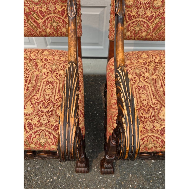 Wood Late 19th C. Danish Louis XIV Throne Style Chairs- A Pair For Sale - Image 7 of 13