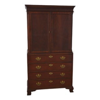 Baker Chippendale Mahogany Linen Press Bedroom Cabinet For Sale
