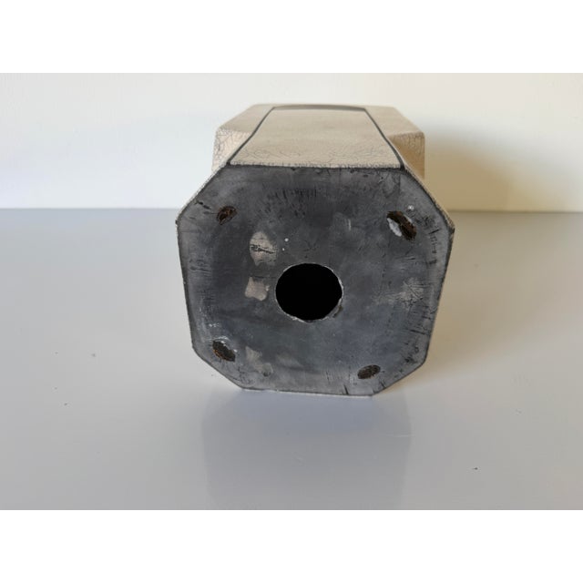 1980s Vintage Postmodern Art Deco Style Handmade Geometric Studio Pottery Vase For Sale - Image 9 of 12