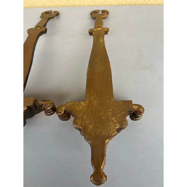 Late 20th Century Pair of Gold Plate Wall Holders by Chelsea House - 2 For Sale - Image 11 of 11
