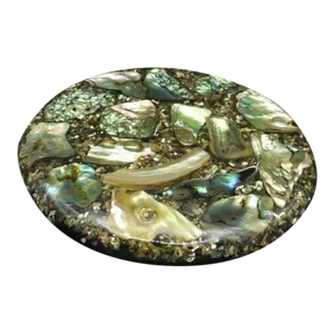 Vintage 1960s California Pacific Ocean Abalone Shell Resin Trivet Hot Plate