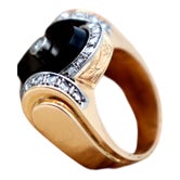 Gold Ring with Diamond Chips For Sale