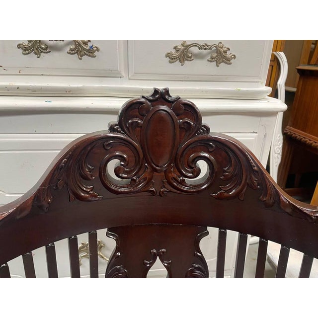 Brown Antique Rosewood Hand Carved Armchair, Profesionally Refinished, Gargoyle Ends For Sale - Image 8 of 8