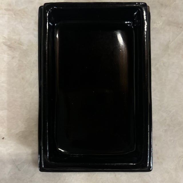 Paint Small Black Lacquer Box W/ Woven Pattern For Sale - Image 7 of 12