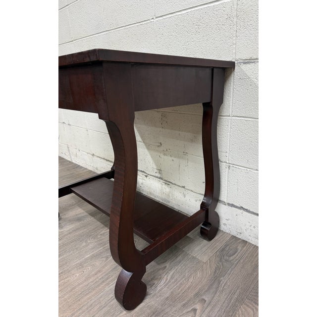 VTG Helm’s Furniture Empire / Colonial Revival Style Library Sofa Console Table For Sale - Image 9 of 13