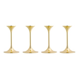 Jazz Candleholders in Steel with Brass Plating by Max Brüel, Set of 4 For Sale