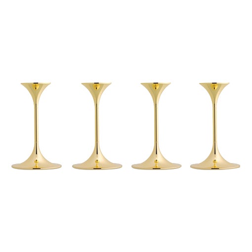Jazz Candleholders in Steel with Brass Plating by Max Brüel, Set of 4 For Sale