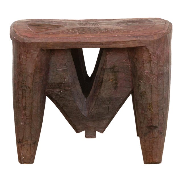 Tribal Design Nupe Carved Stool For Sale