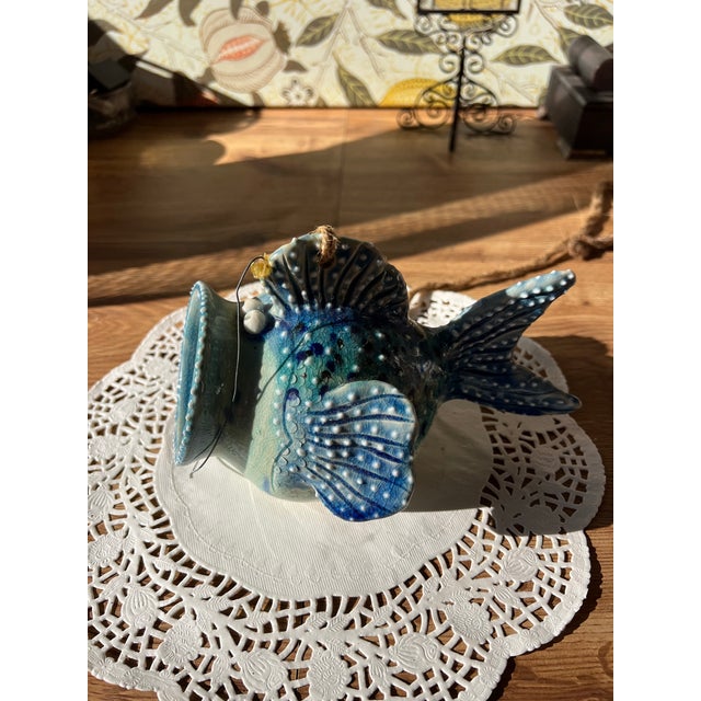 Ceramic 1970s Large Open Mouth Ceramic Fish Bowl Wall Hanging For Sale - Image 7 of 7