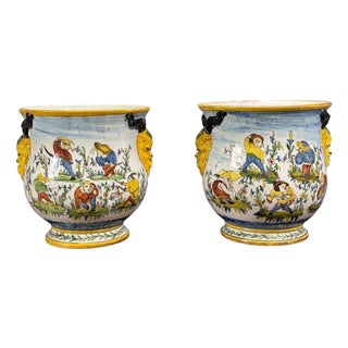 French Modern, Majolica Jardinieres, Ceramic, France, 1870s For Sale
