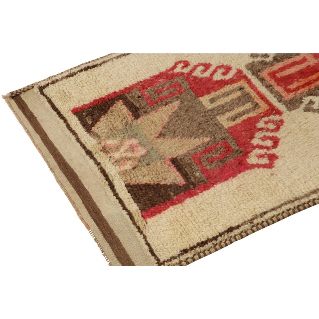Rug & Kilim Vintage Tribal Runner in Beige-Brown, Red Medallion Patterns For Sale - Image 4 of 7