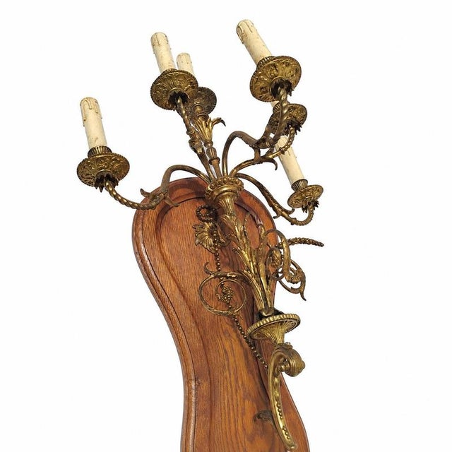 19th Century Wooden and Gilded Bronze Wall Sconces, Set of 2 For Sale - Image 4 of 9