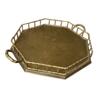 1960s Octagon Shaped Brass Tray For Sale