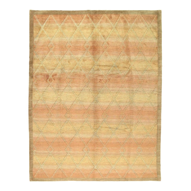 Modern Hand Knotted Rug 9'3'' X 12'1'' For Sale