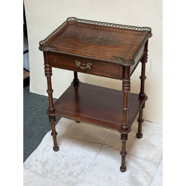 French French Nightstand With Metal Gallery, 19th Century For Sale - Image 3 of 12