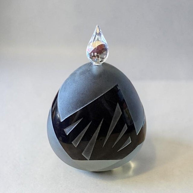 Vintage 1983 Jim Grant (Celestial Art Glass Studio, California) black cameo glass perfume bottle. Handmade art glass...
