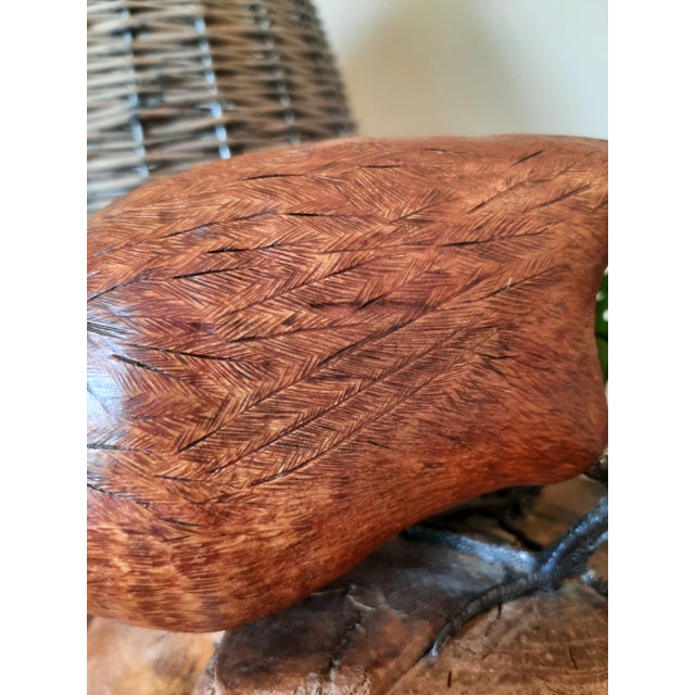 Vintage Folk Art Carved Wood Bird Quail For Sale - Image 11 of 12