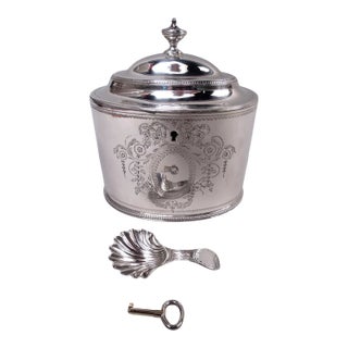 Hester Bateman Tea Caddy Georgian Neoclassical English Sterling Silver 1784 For Sale