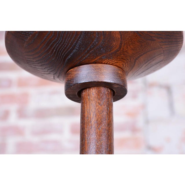 Brown Mid-Century Ceiling Lamp in Oak and Frosted Glass, Czech, 1950s For Sale - Image 8 of 11