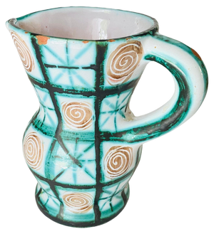 French Ceramic Pitcher in Green and Brown by Robert Picault, 1960