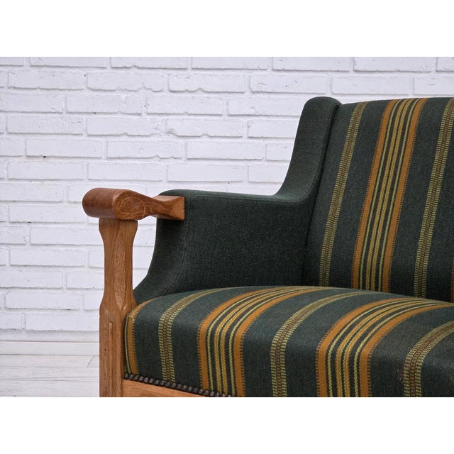 Danish Armchair in Green Furniture Wool and Oak Wood, 1970s For Sale - Image 18 of 18