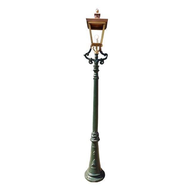 Cast Iron Lamp Post Rotterdammer with Square Copper Lantern For Sale