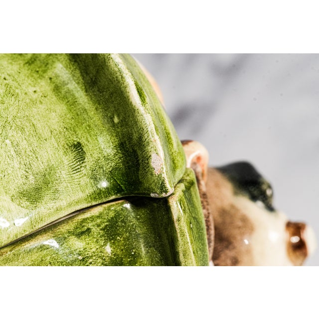 Wonderful Antique Bulldog Humidor Jar Ceramic Figural Tobacco Jar English Dog Head Lidded Jar Vintage Tobacciana For Sale - Image 9 of 14