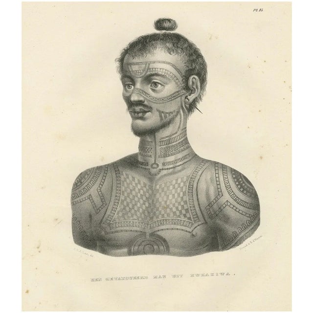 Joseph Brodtmann, A Tattooed Man from Nuku Hiva, French Polynesia, 1836, Print For Sale