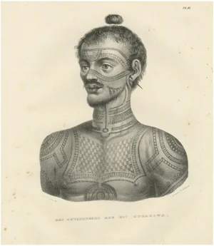 Joseph Brodtmann, A Tattooed Man from Nuku Hiva, French Polynesia, 1836, Print