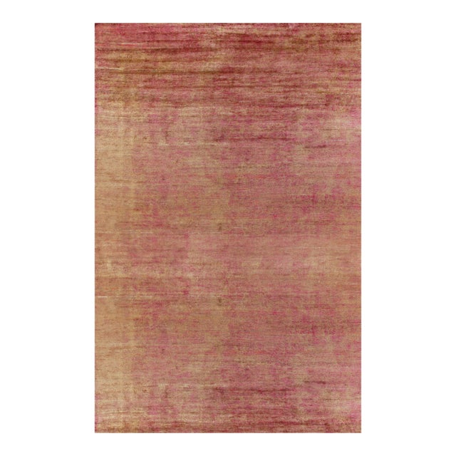 Rug & Kilim’s Oversized Contemporary Rug in Red and Gold Striations -13'x20' For Sale