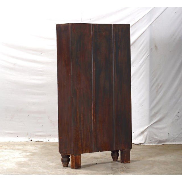 Antique Anglo-Indian Carved Teakwood Armoire For Sale In Santa Fe - Image 6 of 6