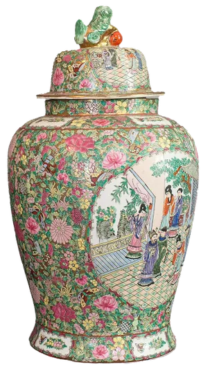 Large Art Deco Oriental Ceramic Baluster Vase, 1940s