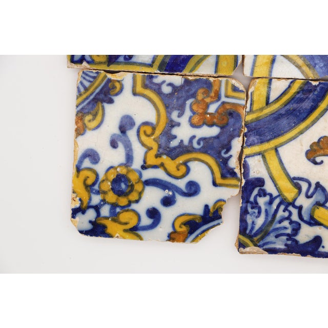 17th Century Set of Six Floral Tiles, Portuguese For Sale - Image 6 of 11