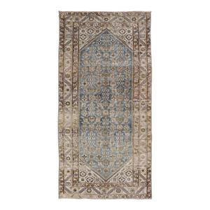 Antique Persian Hamadan Gallery Rug With Blue and Allover Design 4'11 X 11'5