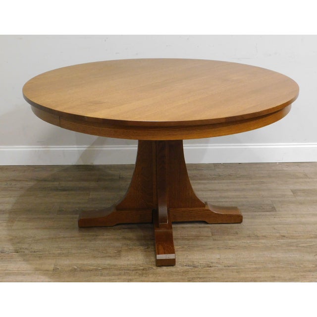 Stickley Mission Collection Oak Expendable 52" Round Pedestal Dining