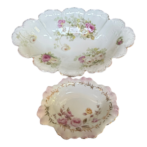 1930s Art Deco Candy and Fruit Bowls. Hand Painted - 2pc