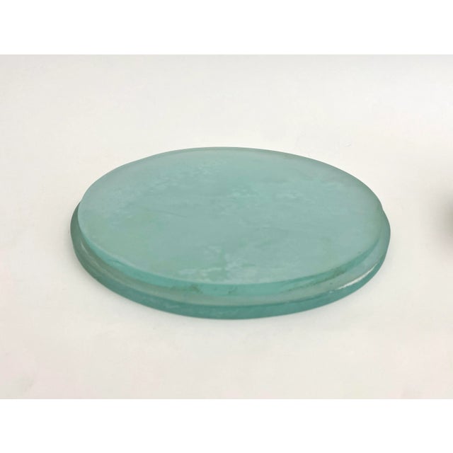 Aqua Belgian Salvaged Porthole Glass Charger For Sale - Image 8 of 9