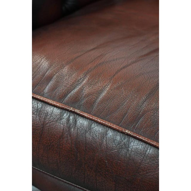 English Style Red-Brown Cowhide Chesterfield Sofa For Sale - Image 9 of 16