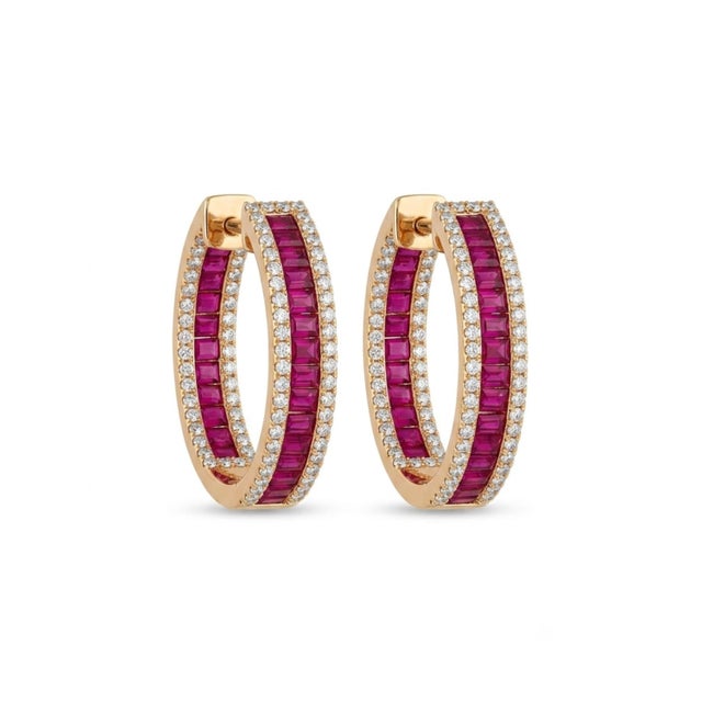 Gold 18k Gold Diamond 2.76ct Ruby Stud Earrings, New For Sale - Image 8 of 8