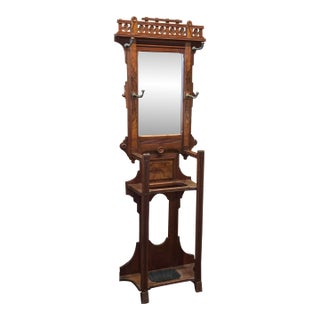 Antique Victorian Mirrored Hall Tree or Coat Rack For Sale